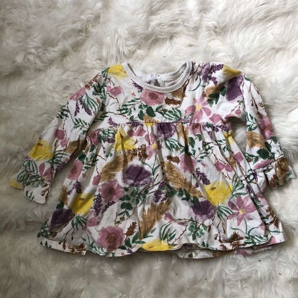 Burt’s Bees Baby floral print long sleeve shirt 12 month girl